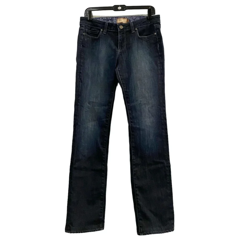 PAIGE Low Rise Premium Denim Jeans Dark Wash Melrose Straight Leg Size 29 - Picture 1 of 8